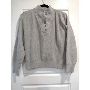 Vintage L.L. Bean Henley Fisherman Sweater Size Medium 90's Quarter Button